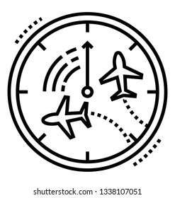 Line vector icon of plane radar.