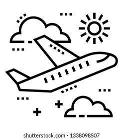 Line vector icon of plane travel.
