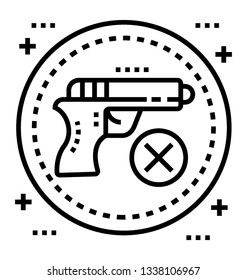 Line vector icon of prohibition, gun not allowed.