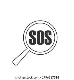 Icono de vector de línea Búsqueda, sos. Icono de vector de contorno