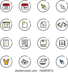 line vector icon set - 25 dec calendar vector, christmas, cursor, website, attachment, document, tag code, agreement, book, contact, stars, home, printer wireless