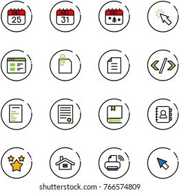 line vector icon set - 25 dec calendar vector, 31, christmas, cursor, website, attachment, document, tag code, agreement, book, contact, stars, home, printer wireless