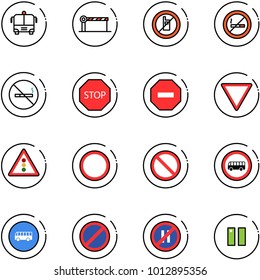 line vector icon set - airport bus vector, barrier, no mobile sign, smoking, stop road, way, giving, traffic light, prohibition, parking, even, pause