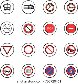 line vector icon set - airport bus vector, no mobile sign, smoking, prohibition road, stop, way, giving, horn, customs, parking, even