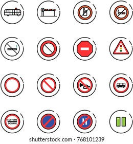 line vector icon set - airport bus vector, barrier, no mobile sign, smoking, prohibition road, way, traffic light, horn, customs, parking, even, pause