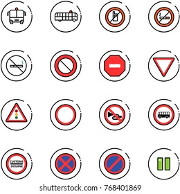 line vector icon set - airport bus vector, no mobile sign, smoking, prohibition road, way, giving, traffic light, horn, customs, stop, parking, pause