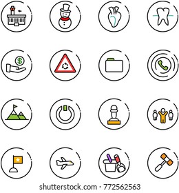 line vector icon set - airport building vector, snowman, heart, tooth, investment, round motion road sign, folder, phone horn, attainment, standby, pawn, team leader, flag, plane, shovel bucket