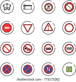 line vector icon set - airport bus vector, barrier, no mobile sign, prohibition road, way, giving, traffic light, horn, customs, stop, parking, even, pause