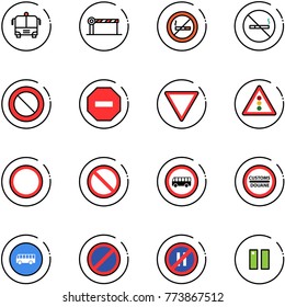 line vector icon set - airport bus vector, barrier, no smoking sign, prohibition road, way, giving, traffic light, customs, parking, even, pause