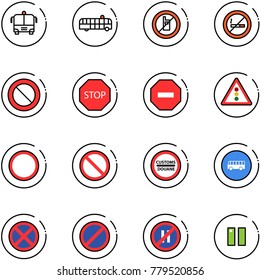 line vector icon set - airport bus vector, no mobile sign, smoking, prohibition road, stop, way, traffic light, customs, parking, even, pause