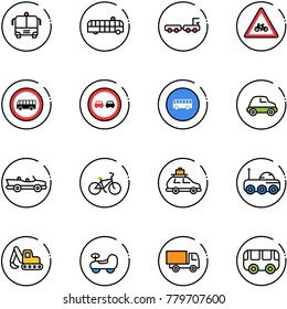 line vector icon set - airport bus vector, baggage truck, road for moto sign, no, overtake, car, cabrio, bike, moon rover, excavator toy, baby