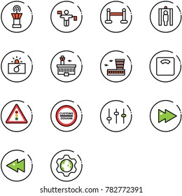 line vector icon set - airport tower vector, traffic controller, vip zone, metal detector gate, terrorism, building, floor scales, light road sign, customs, settings, fast forward, backward