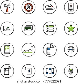line vector icon set - antenna vector, no mobile sign, snowmobile, christmas, credit card, menu, star, growth, phone, server wireless, power bank, battery, toy
