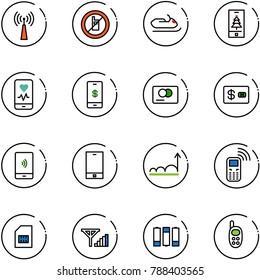 line vector icon set - antenna vector, no mobile sign, snowmobile, christmas, heart monitor, payment, credit card, phone, growth, sim, fine signal, battery, toy
