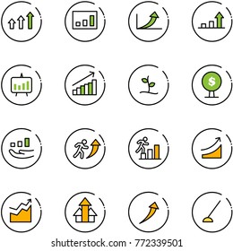 line vector icon set - arrows up vector, statistics, growth arrow, presentation chart, sproute, money tree, career, rise, hoe