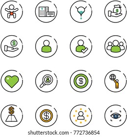 line vector icon set - baby vector, hospital building, bladder, investment, user, check, group, heart, head hunter, dollar, world, star man, eye scanner