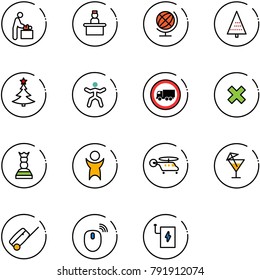 line vector icon set - baby room vector, recieptionist, globe, christmas tree, gymnastics, no truck road sign, delete cross, chess queen, success, helicopter, drink, suitcase, mouse wireless