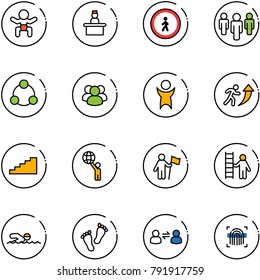 line vector icon set - baby vector, recieptionist, no pedestrian road sign, group, social, success, career, stairs, world, win, opportunity, swimming, feet, information exchange, fingerprint scanner