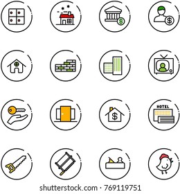 line vector icon set - baggage room vector, house, account, home, brick wall, building, tv news, key hand, doors, dollar, sea hotel, saw, bucksaw, jointer, chicken toy