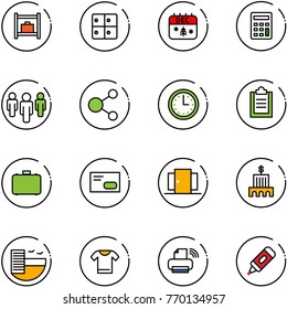 line vector icon set - baggage room vector, christmas calendar, calculator, group, share, time, clipboard, case, envelope, doors, bank building, hotel, t shirt, printer wireless, marker