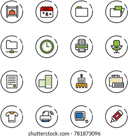 line vector icon set - baggage room vector, christmas calendar, folder, network, time, printer, office chair, agreement, building, bank, sea hotel, t shirt, wireless, monoblock pc, marker