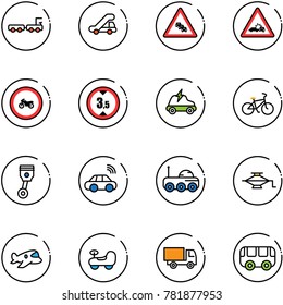 line vector icon set - baggage truck vector, trap, multi lane traffic road sign, car crash, no moto, limited height, electric, bike, piston, wireless, moon rover, jack, plane toy, baby, bus
