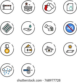 line vector icon set - barrier vector, airport building, gloves, diet list, pills blister, drop hand, card pay, end minimal speed limit road sign, star medal, finance management, home, mat, snow