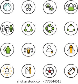 line vector icon set - basketball ball vector, gear, group, social, friends, community, arrow up, team leader, winner, arrows, star man, agreement, soccer, football