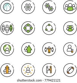 line vector icon set - basketball ball vector, gear, group, friends, community, man globe, arrow up, team leader, winner, arrows, star, agreement, football