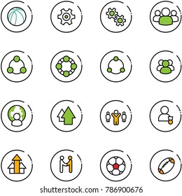 line vector icon set - basketball ball vector, gear, group, social, friends, community, man globe, arrow up, team leader, winner, arrows, agreement, soccer, football