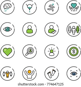 Line Vector Icon Set - Brain Vector, Bladder, Run, Heart Care, Eye, User, Check, Group, Head Hunter, Idea, Dollar, Team Leader, Success, Feet, Scanner