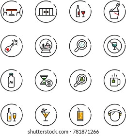 line vector icon set - cafe vector, automatic doors, wine, champagne, snowball house, bacteria, no alcohol sign, milk, account history, head hunter, green tea, drink, protect glass