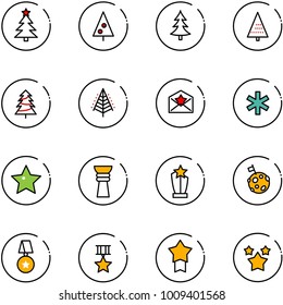 line vector icon set - christmas tree vector, star letter, ambulance, award, moon flag, medal, stars