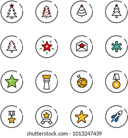 line vector icon set - christmas tree vector, star, letter, ambulance, award, moon flag, medal, starfish, rocket