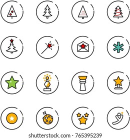 line vector icon set - christmas tree vector, Magic wand, star letter, ambulance, award, medal, moon flag, stars, flying man