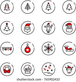 line vector icon set - christmas tree vector, santa claus, garland, ball, snowflake, sleigh, wreath, snowball house, sale, deer hat