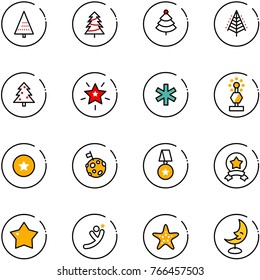 line vector icon set - christmas tree vector, star, ambulance, award, medal, moon flag, flying man, starfish, lamp