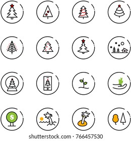 line vector icon set - christmas tree vector, landscape, snowball, mobile, sproute, hand, money, palm, forest