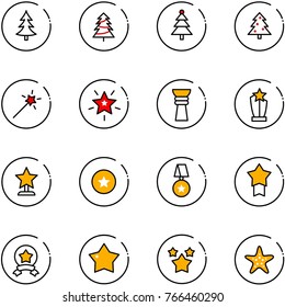 line vector icon set - christmas tree vector, Magic wand, star, award, medal, stars, starfish