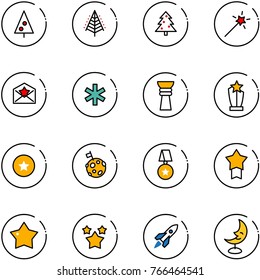 line vector icon set - christmas tree vector, Magic wand, star letter, ambulance, award, medal, moon flag, stars, rocket, lamp