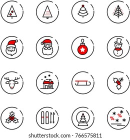line vector icon set - christmas tree vector, santa claus, ball, snowman, deer, house, sleigh, holly, ski, snowball, sale