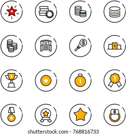 line vector icon set - christmas star vector, coin, money chest, torch, pedestal, win cup, medal, gold, finger ring