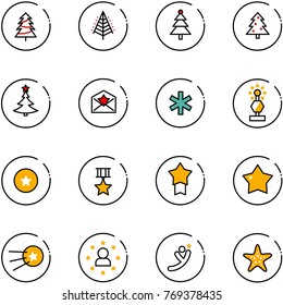 line vector icon set - christmas tree vector, star letter, ambulance, award, medal, first satellite, man, flying, starfish