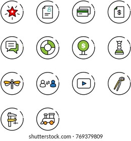 line vector icon set - christmas star vector, patient card, credit, account statement, chat, circle chart, money tree, chess queen, dragonfly, information exchange, playback, plumber, clamp
