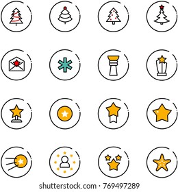 line vector icon set - christmas tree vector, star letter, ambulance, award, medal, first satellite, man, stars, starfish