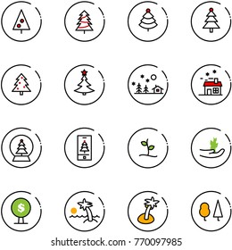 line vector icon set - christmas tree vector, landscape, house, snowball, mobile, sproute, hand, money, palm, forest