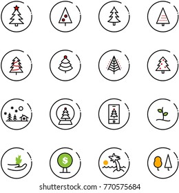 line vector icon set - christmas tree vector, landscape, snowball, mobile, sproute, hand, money, palm, forest