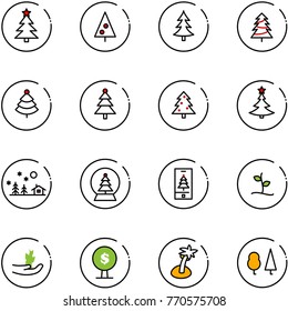 line vector icon set - christmas tree vector, landscape, snowball, mobile, sproute, hand, money, palm, forest