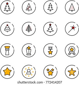 line vector icon set - christmas tree vector, Magic wand, award, star medal, man, stars, starfish