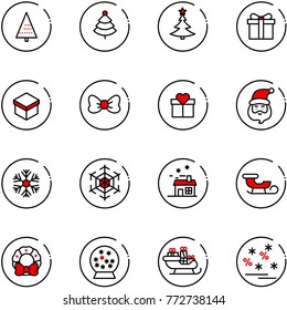 line vector icon set - christmas tree vector, gift, bow, santa claus, snowflake, house, sleigh, wreath, snowball, sale